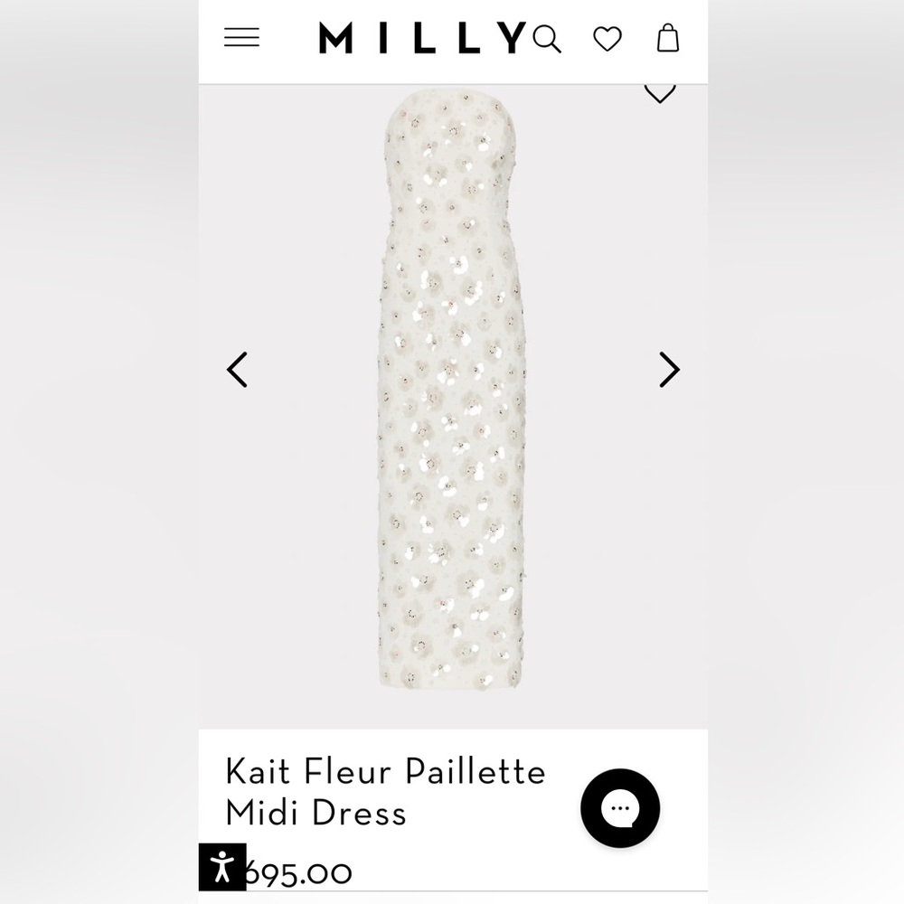 Milly Kait Fleur Paillette
Midi Dress White Beaded Sequin Dress